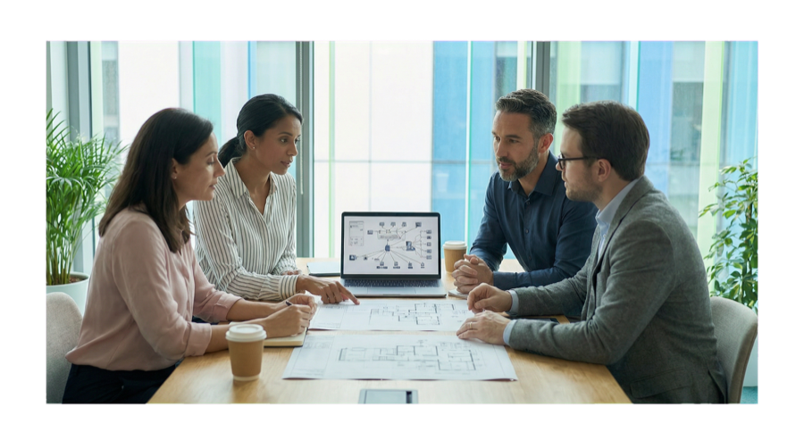 The LogicalNet team collaborating at the Schenectady office