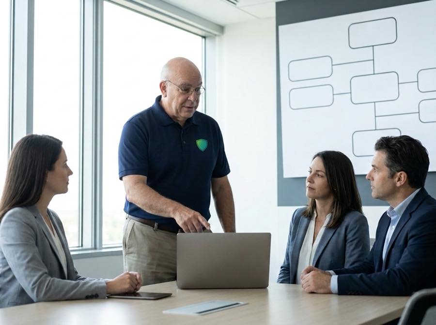 Mike O\'Mara, LogicalNet CIO, leading an IT strategy session with client executives