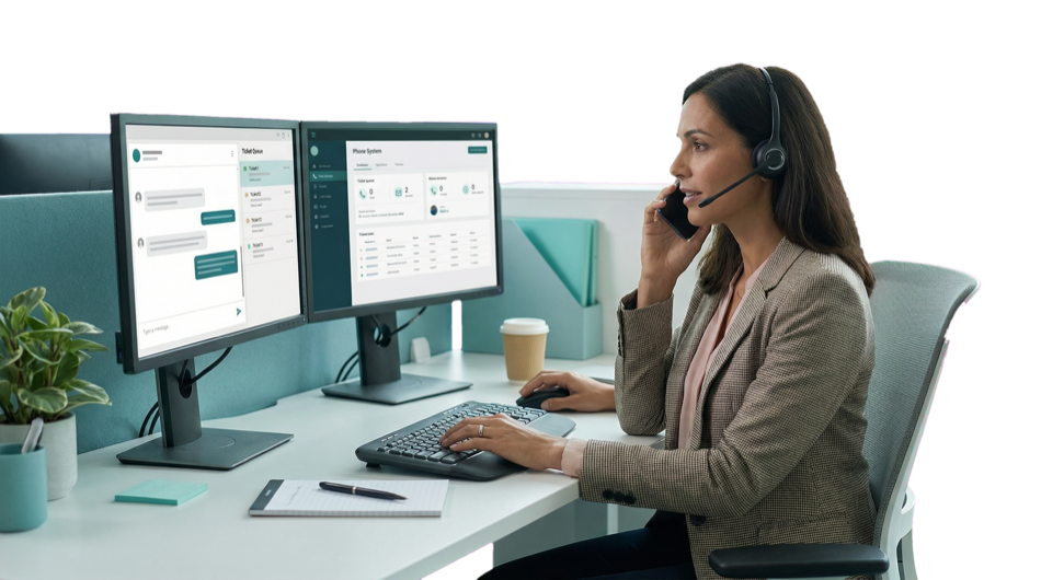 A local support team helping a client across channels